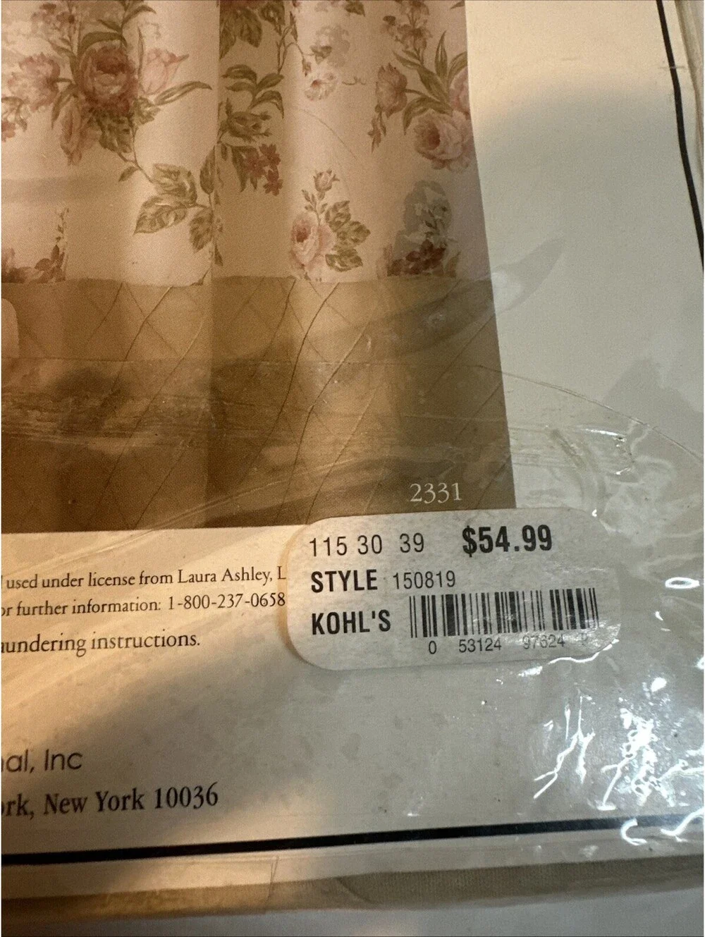 Laura Ashley Sommerset Floral Fabric Shower Curtain 100% Cotton 72